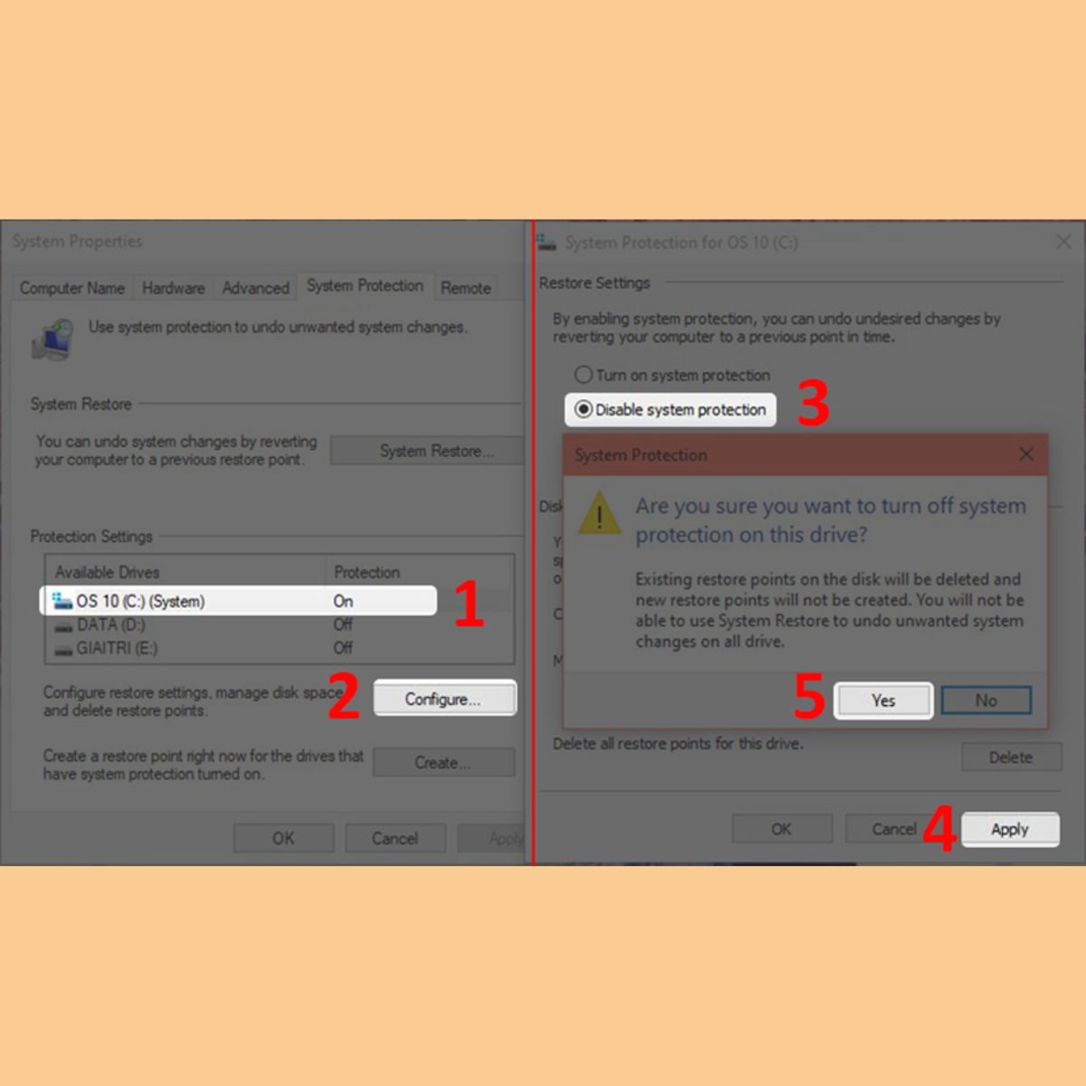 Turn off tính năng System Restore - Hình 2