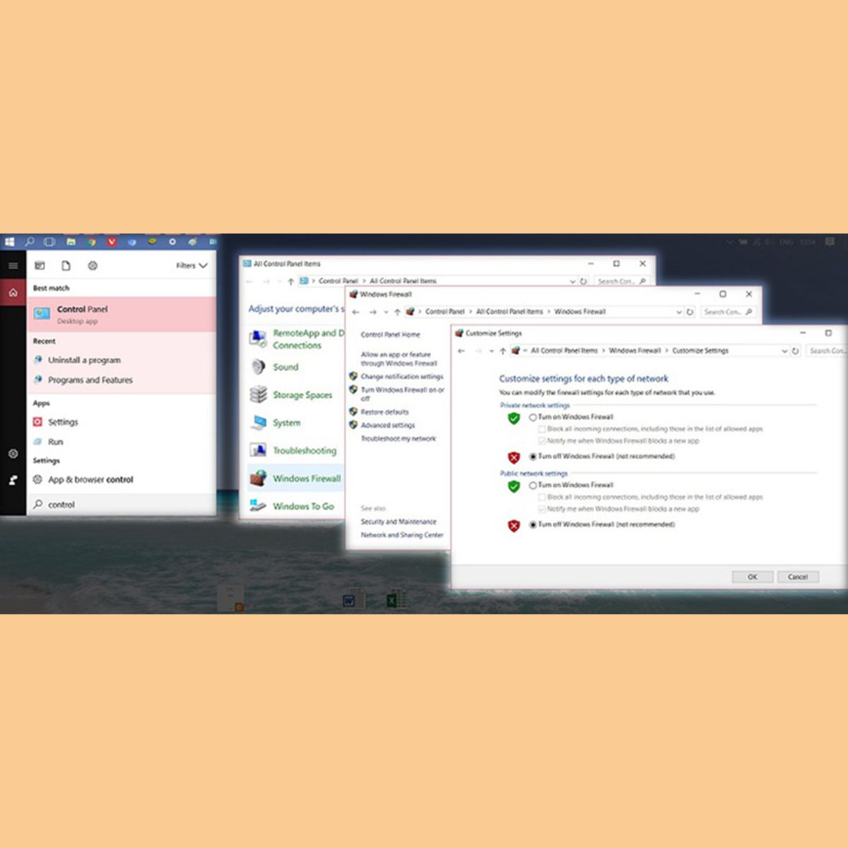 Tắt Windows Firewall