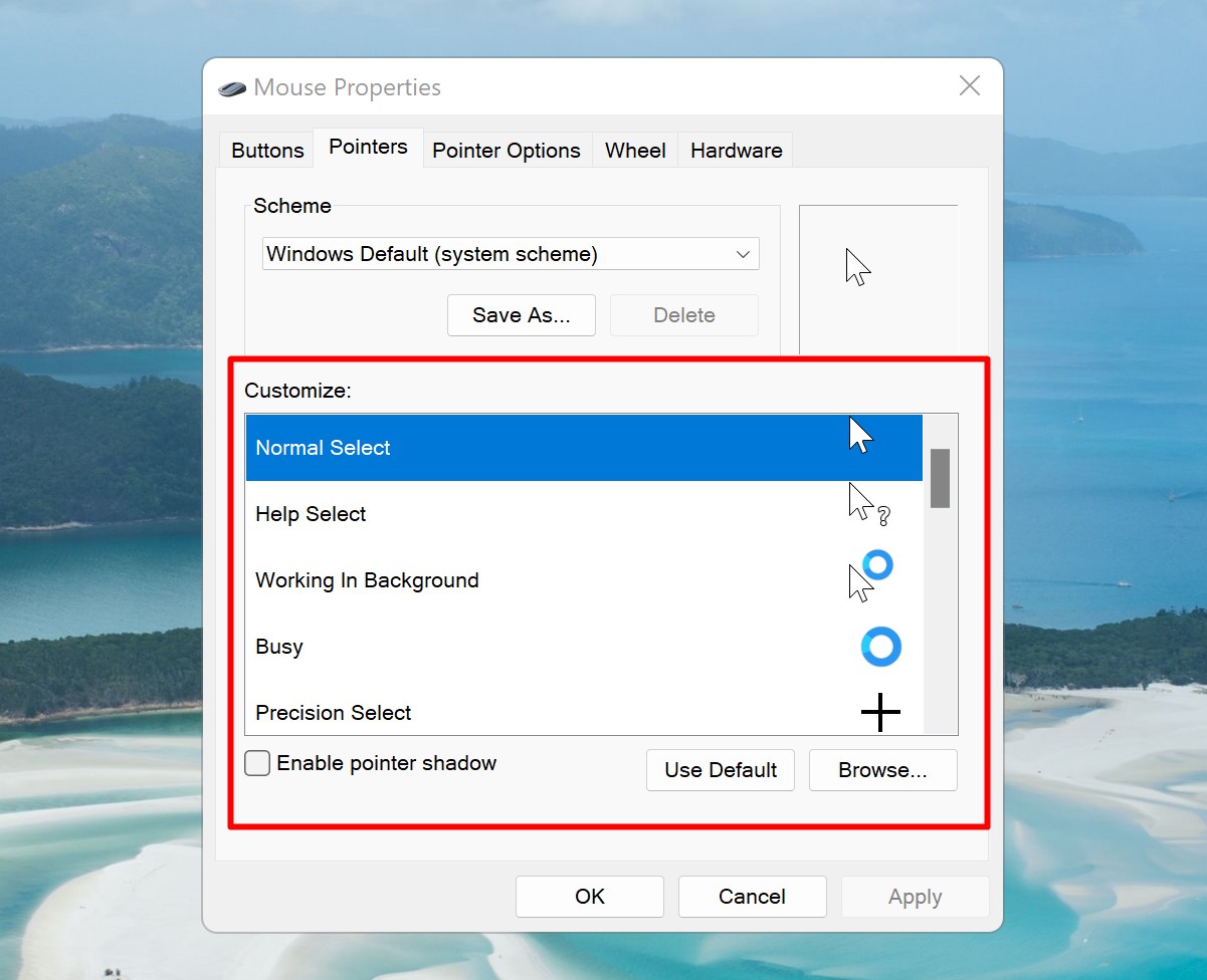 Thay đổi biểu tượng chuột ở trên Windows 4