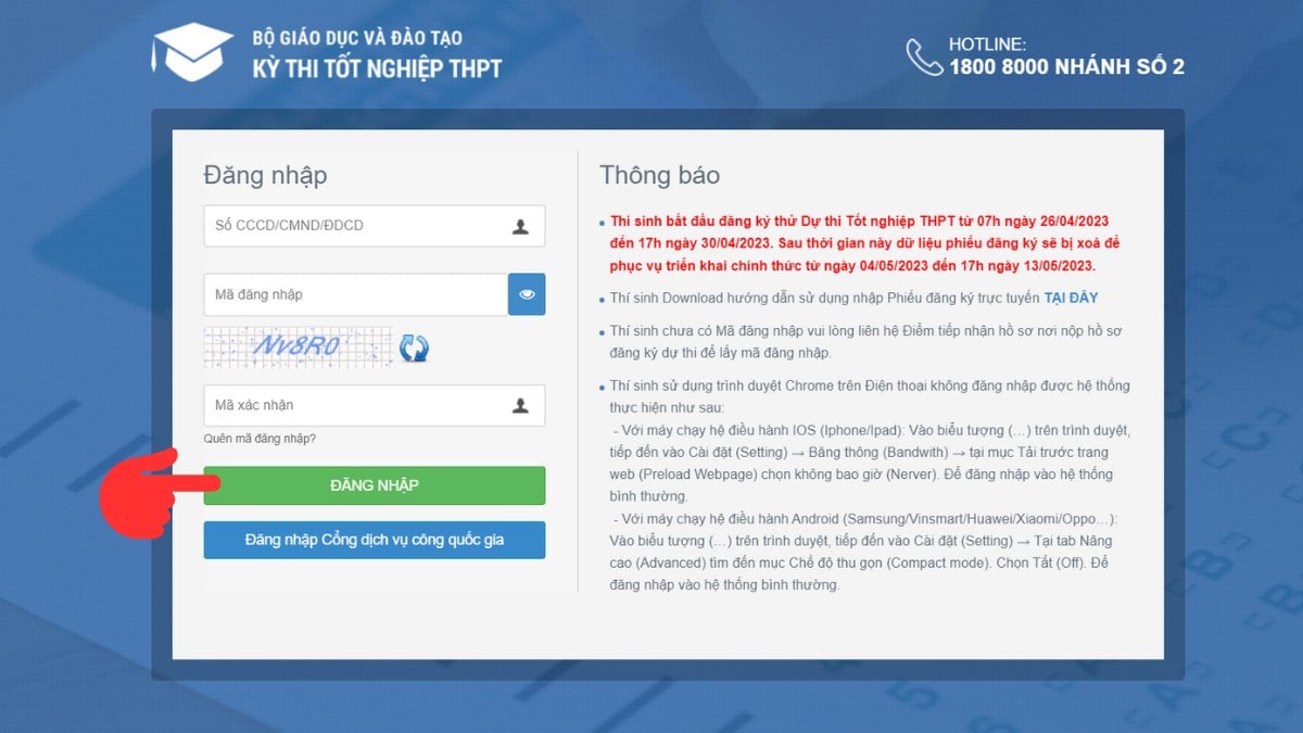 Hướng dẫn tra cứu số báo danh thi THPT Quốc gia 2023 trên website bước 2