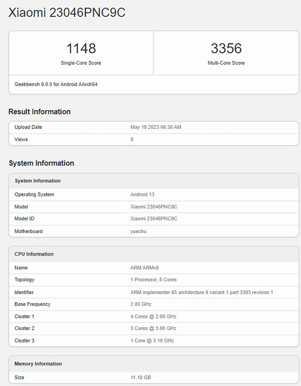 Xiaomi Civi 3 được thử nghiệm trên Geekbench