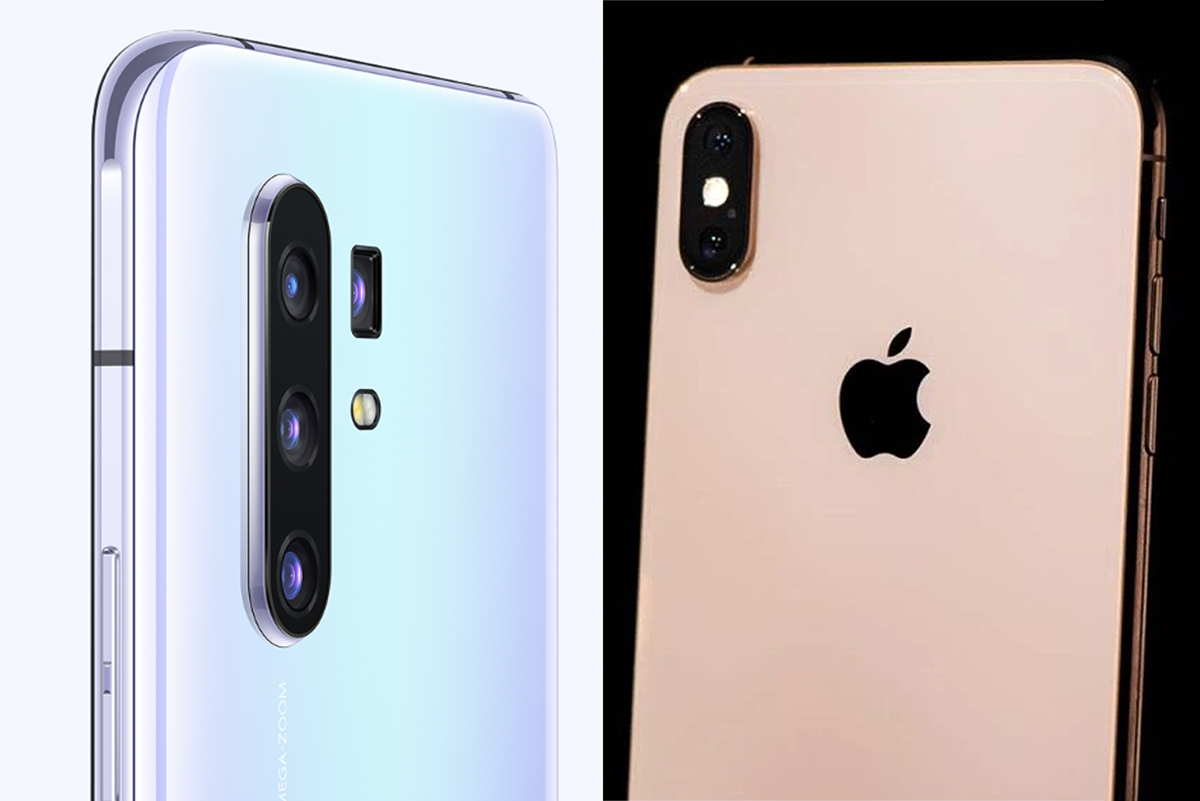 Cụm camera trên vivo X30 Pro (trái) và iPhone Xs Max (phải)