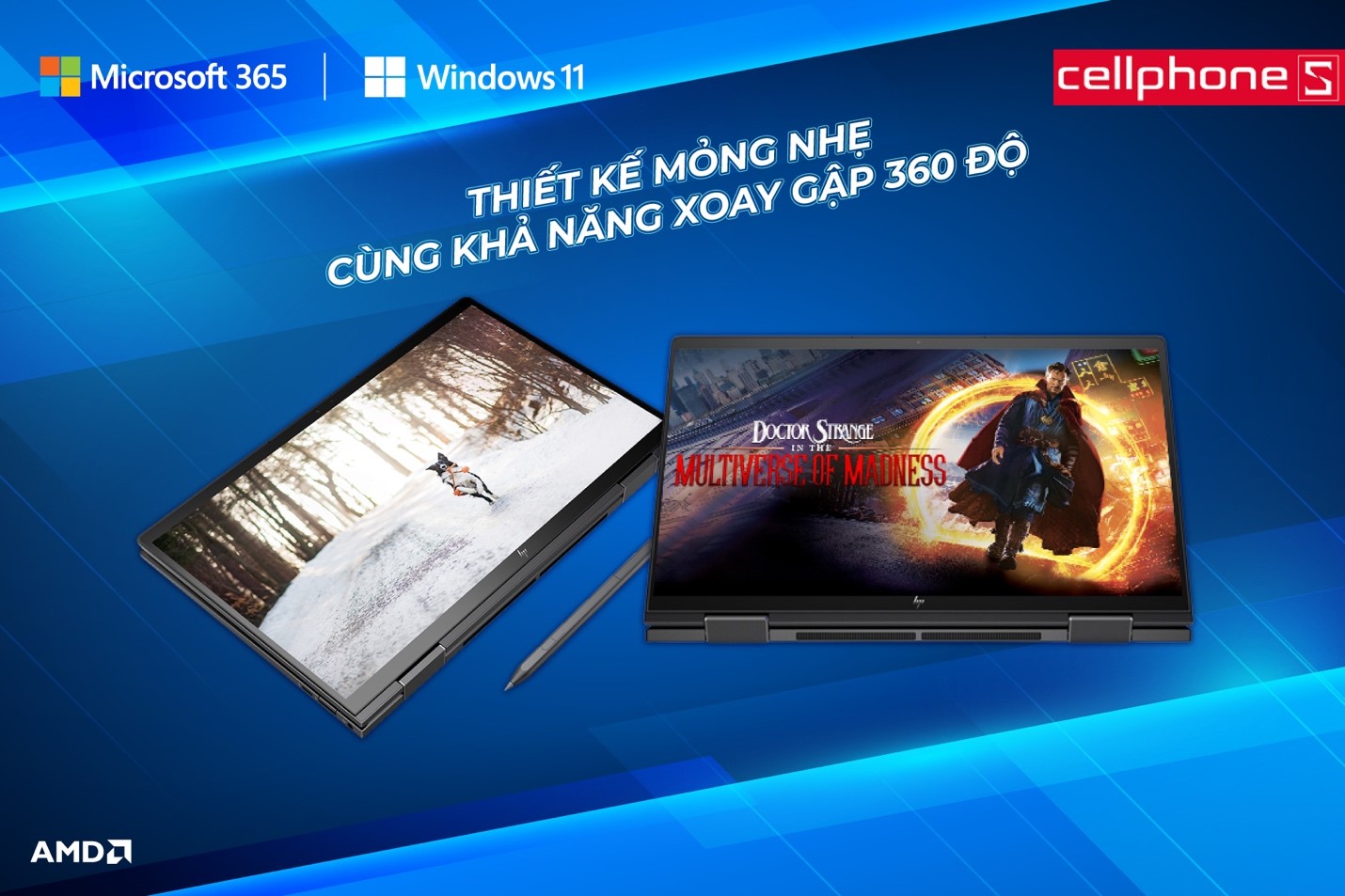 Thiết kế mỏng nhẹ cùng khả năng xoay gập 360 độ
