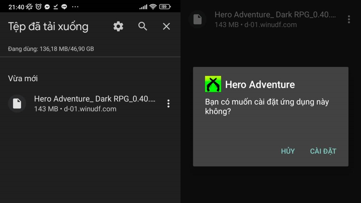 Cách tải Hero Adventure APK trên Android bước 2