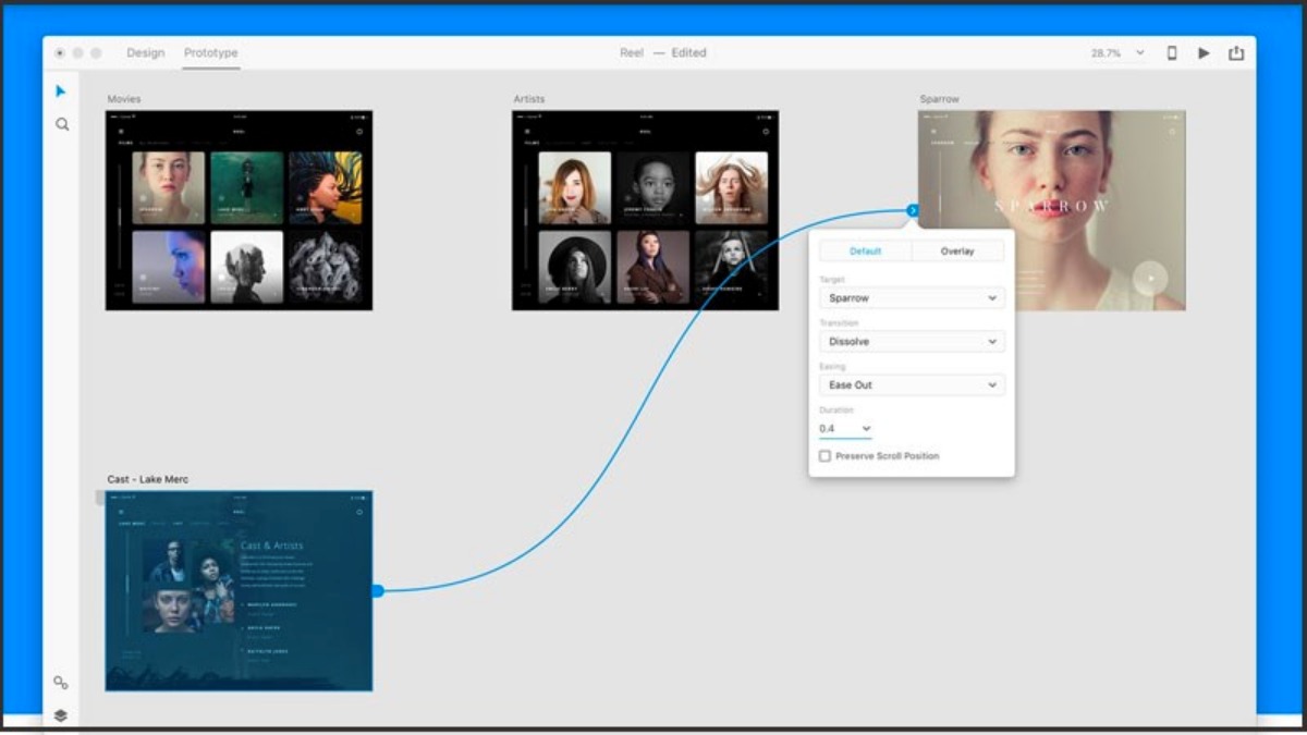 Tính năng Prototype của Adobe XD