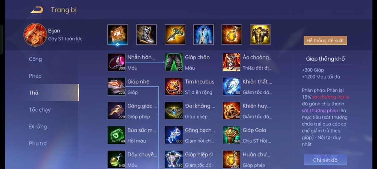 Trang bị cho Bijan đi SP 