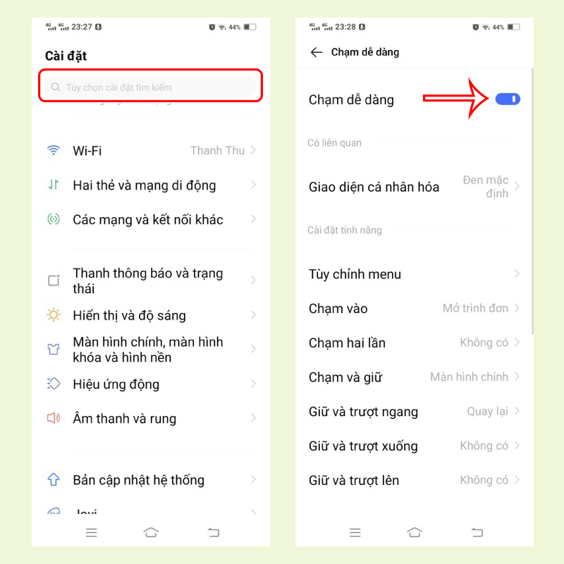 Sử dụng nút ảo 1