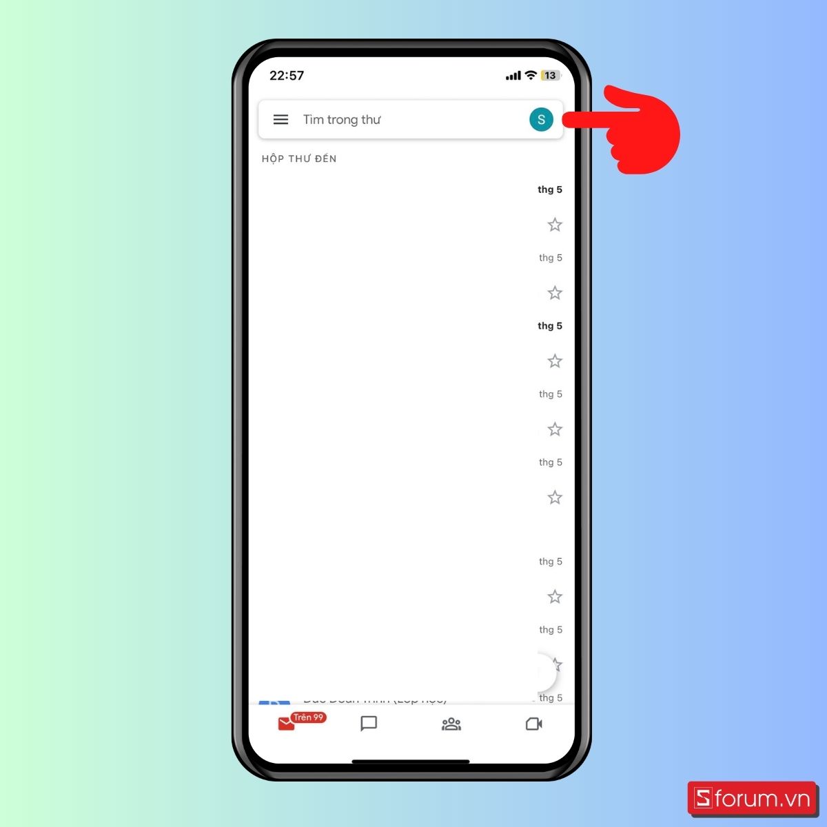 Cách đăng xuất tài khoản Gmail trên iPhone thông qua ứng dụng Gmail - bước 1