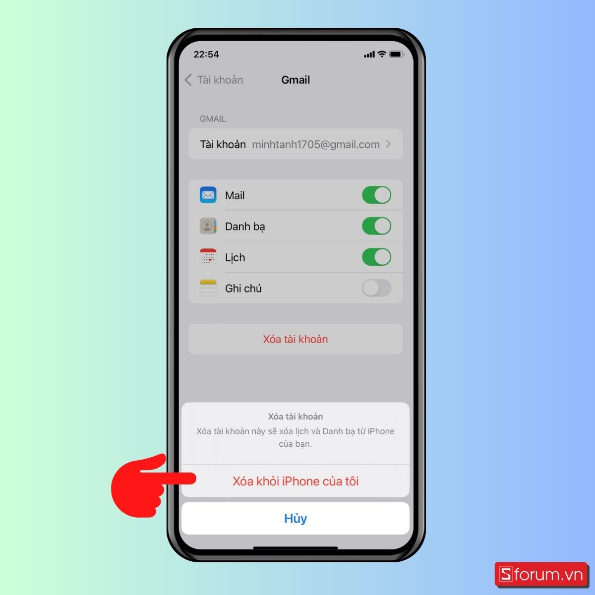 Cách đăng xuất Gmail thông qua Cài đặt - bước 4