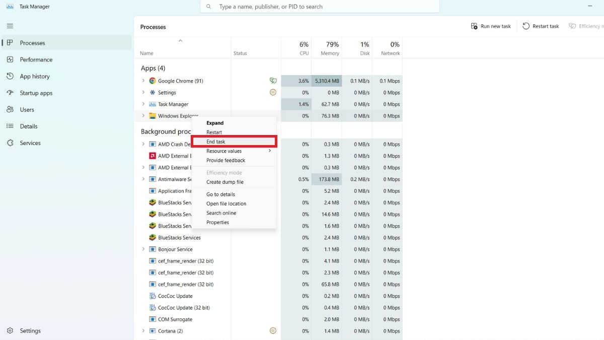 cách fix lỗi roblox crash cần tắt các chương trình chạy nền bước 3 