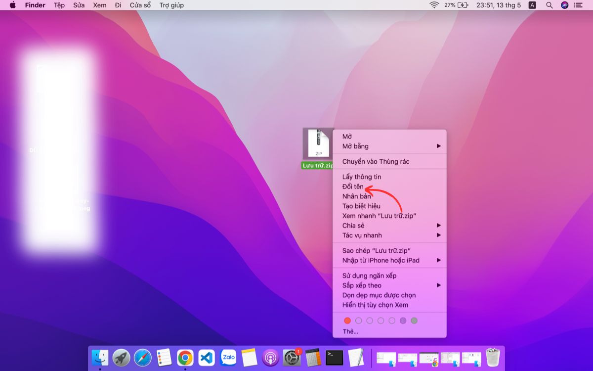 Cách nén file rar trên MacBook- Bước 2 