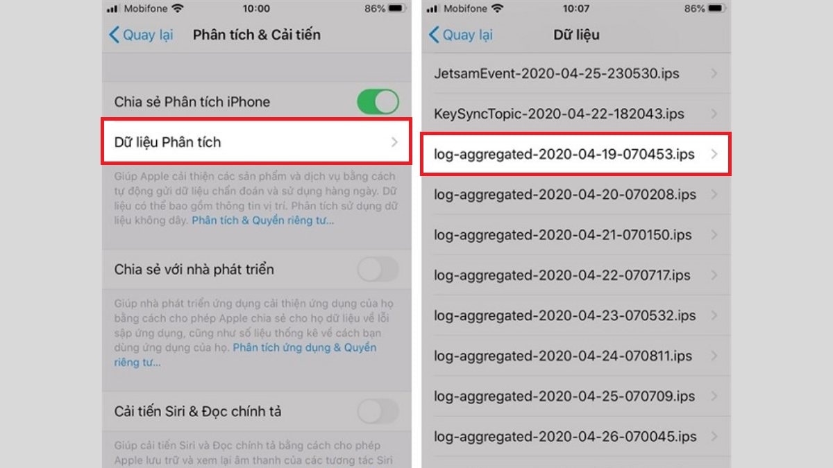 Xem tình trạng pin iPhone bị chai qua Analytics - bước 3