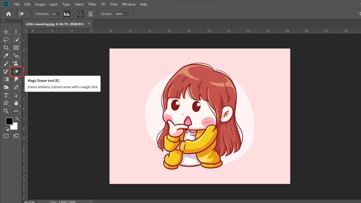 Bước 2: Cách tách nền trong photoshop bằng công cụ Magic Eraser tool