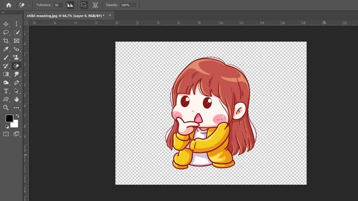 Bước 4: Cách tách nền trong photoshop bằng công cụ Magic Eraser tool