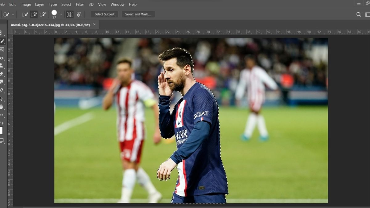 Bước 5: Cách tách nền trong photoshop bằng công cụ Lasso tool