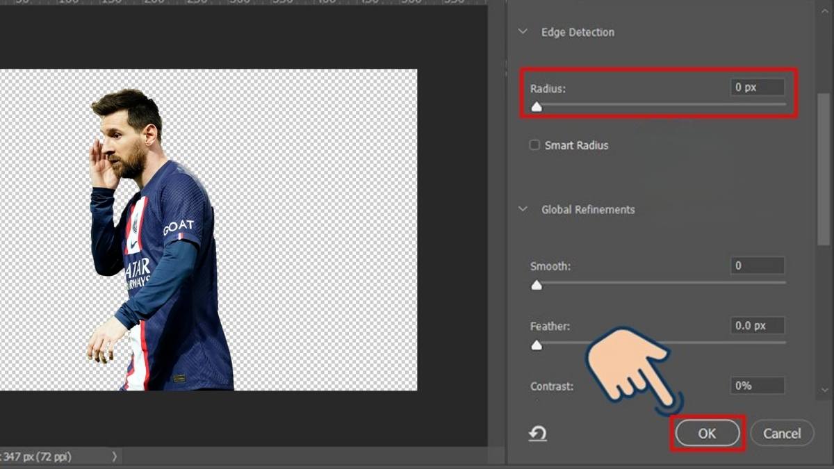 Bước 9: Cách tách nền trong photoshop bằng công cụ Lasso tool