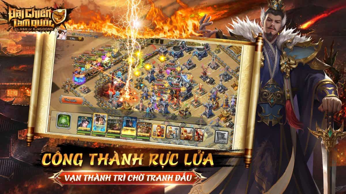 Các tính năng nổi bật của Đại Chiến Tam Quốc bao gồm lối chơi chiến thuật trí tuệ