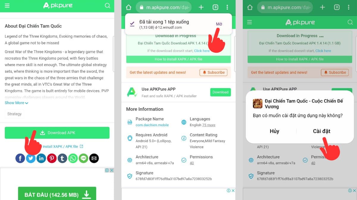 Hướng dẫn cách tải Đại Chiến Tam Quốc apk trên Android