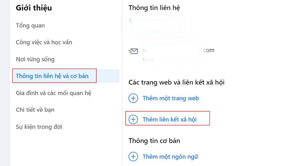 Bước 2: Cách thêm Instagram vào tiểu sử Facebook trên máy tính, PC chi tiết
