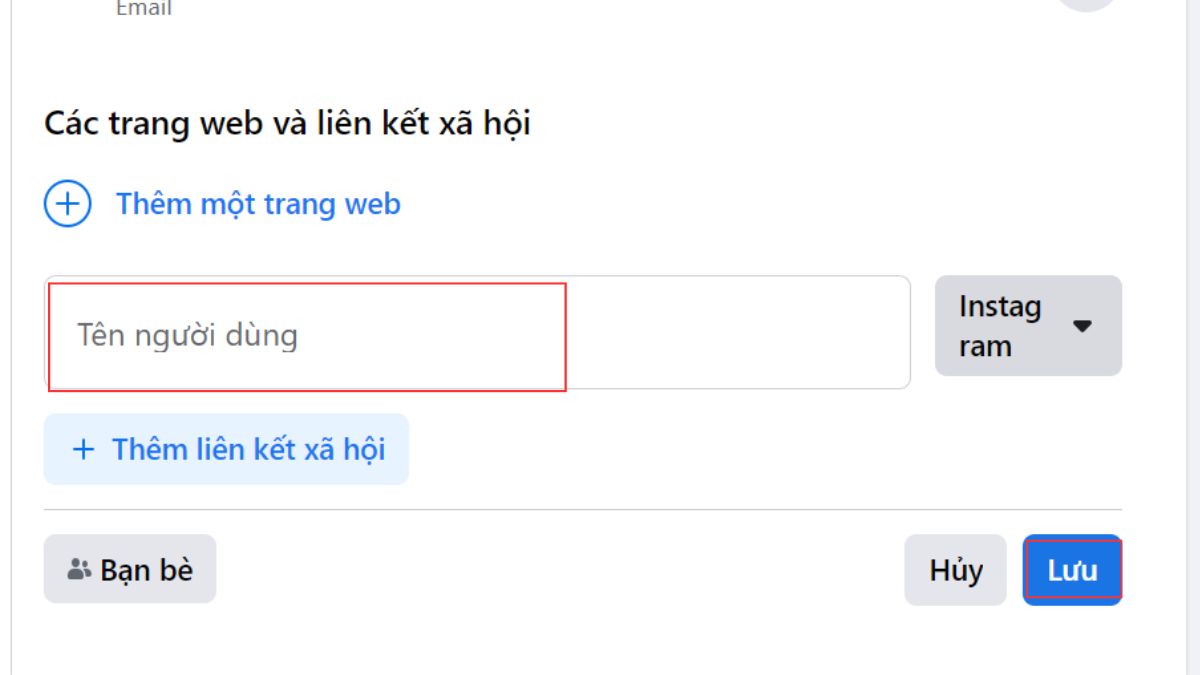 Bước 3: Cách thêm Instagram vào tiểu sử Facebook trên máy tính, PC chi tiết