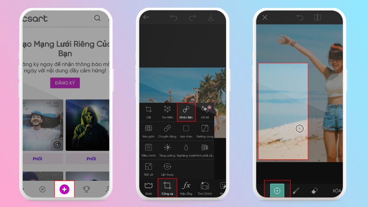 Cách xóa vật thể trong Picsart bước 1