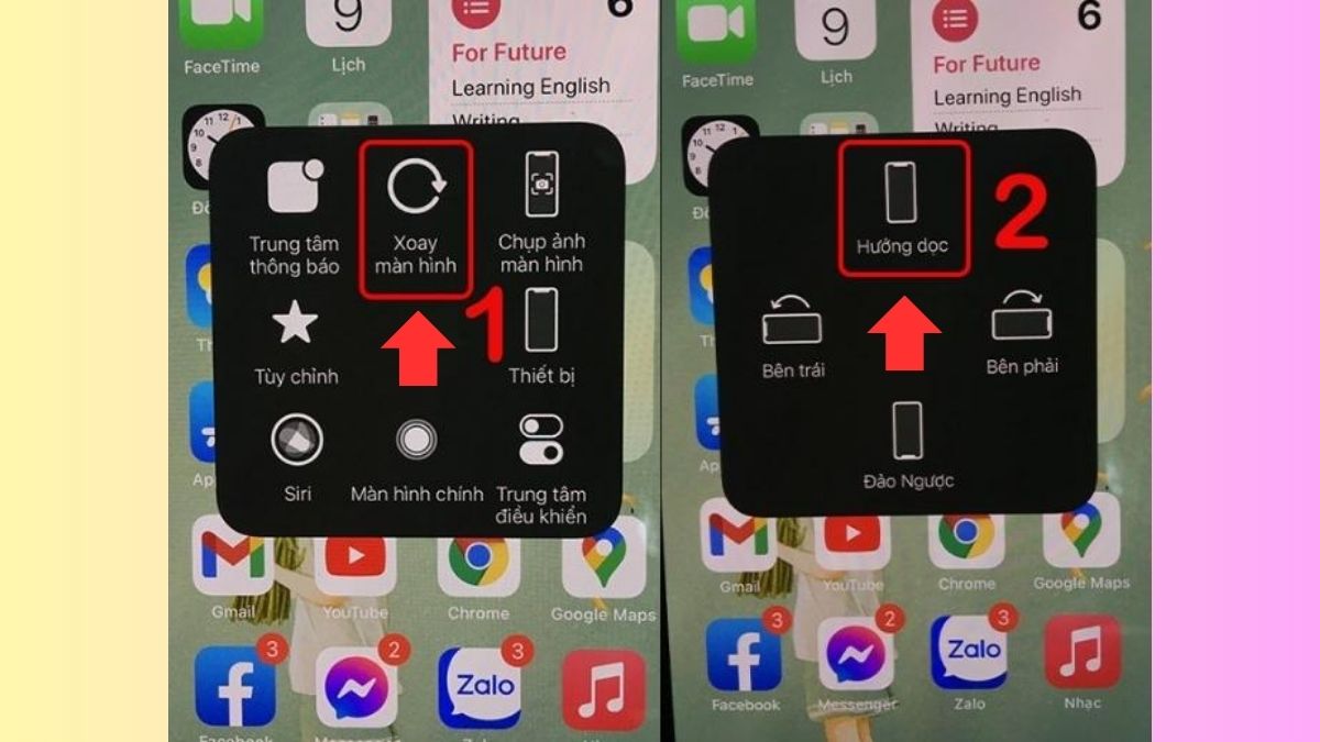 Tắt tính năng xoay màn hình ngang trên iPhone qua nút Home ảo