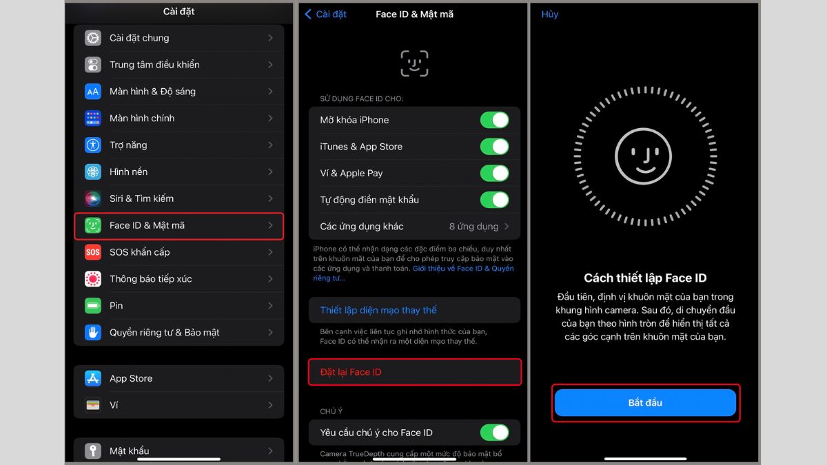 Khắc phục sự cố Camera Truedepth bằng cách thiết lập lại Face ID trên iPhone