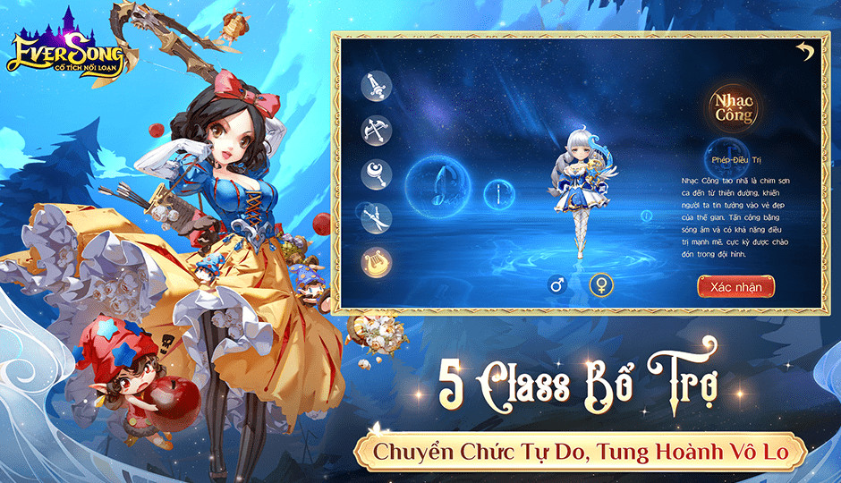 Có 5 class nhân vật mà người chơi có thể lựa chọn trong Cổ Tích Nổi Loạn