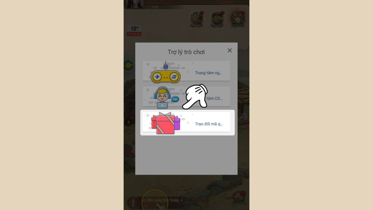 Hướng dẫn cách nhập code gọi ta là đại chưởng quỹ đơn giản bước 2
