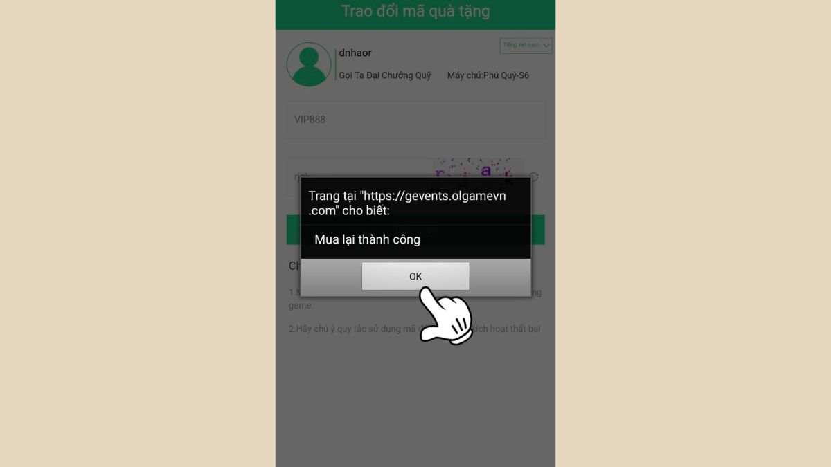 Hướng dẫn cách nhập code gọi ta là đại chưởng quỹ đơn giản bước 4
