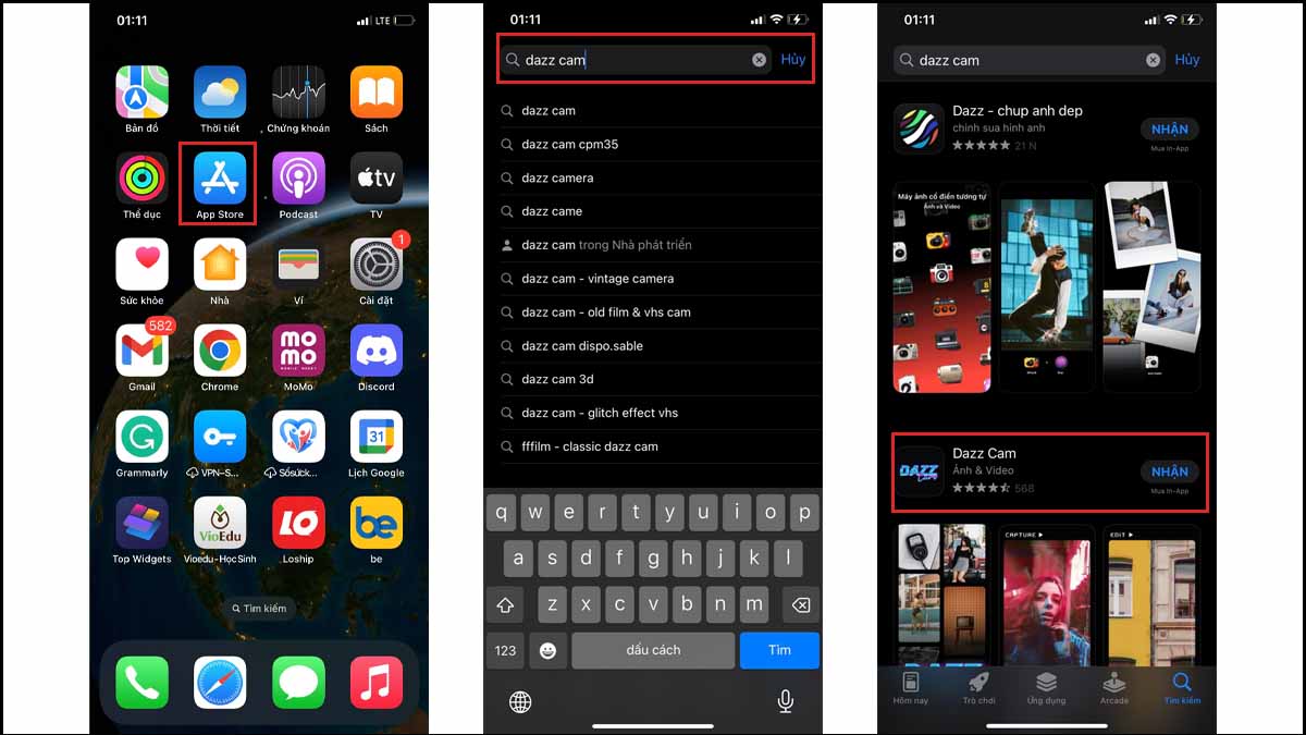 Cách tải Dazz Cam cho điện thoại IOS