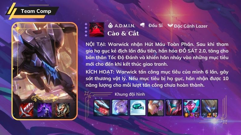 Đội hình Warwick Đấu Sĩ Lazer
