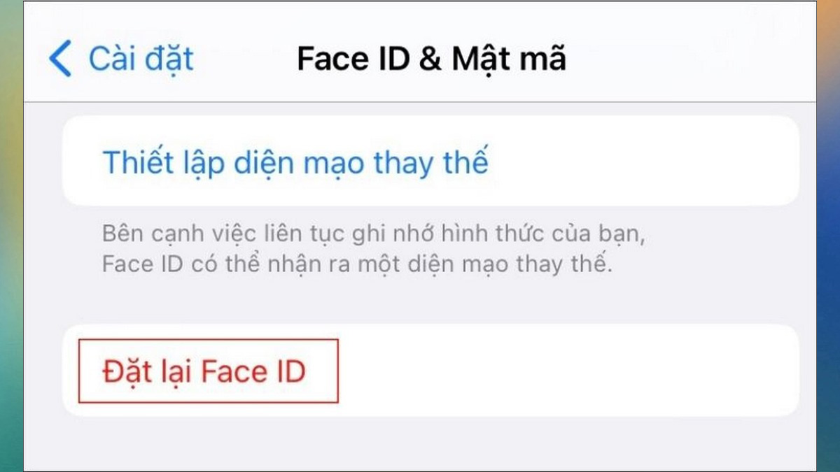 Bước 1: Khắc phục và mở lại Face ID bị tắtbằng cách đặt lại Face ID cho iPhone