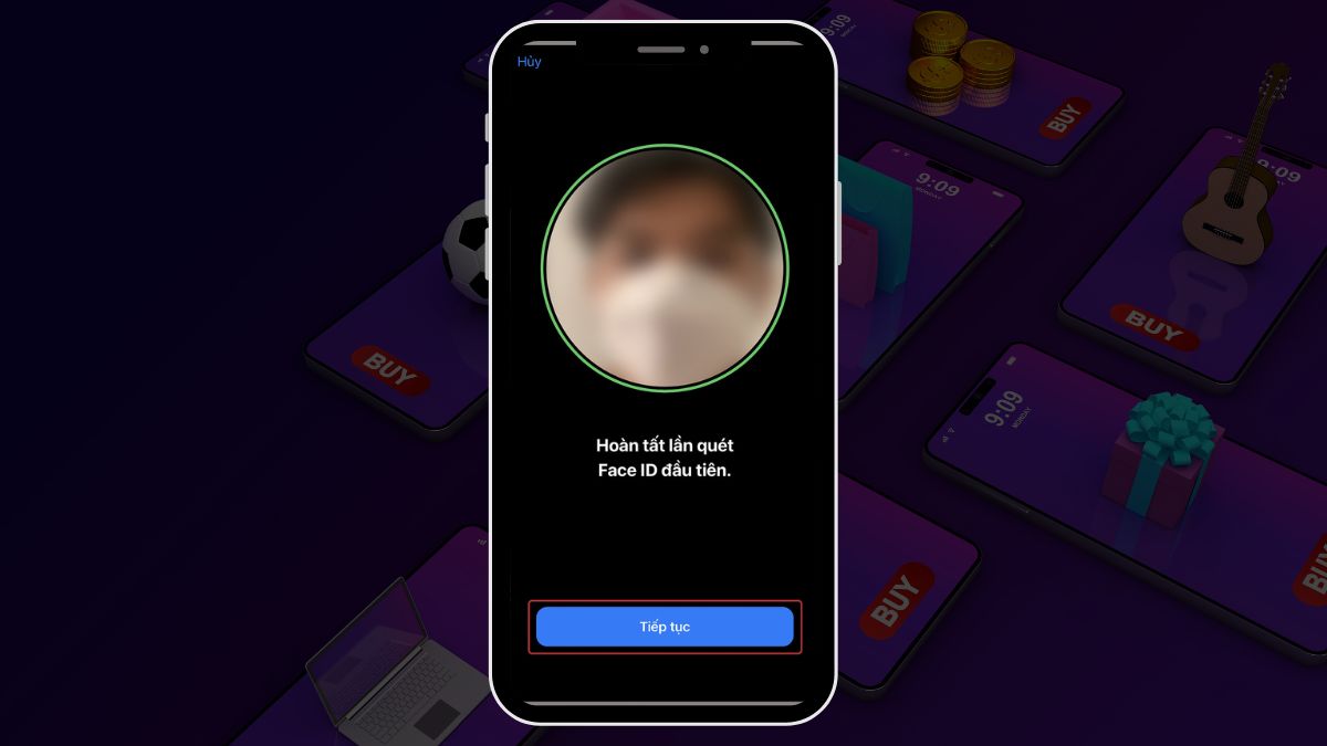 Cách thiết lập Face ID trên iPhone khi đeo khẩu trang bước 2