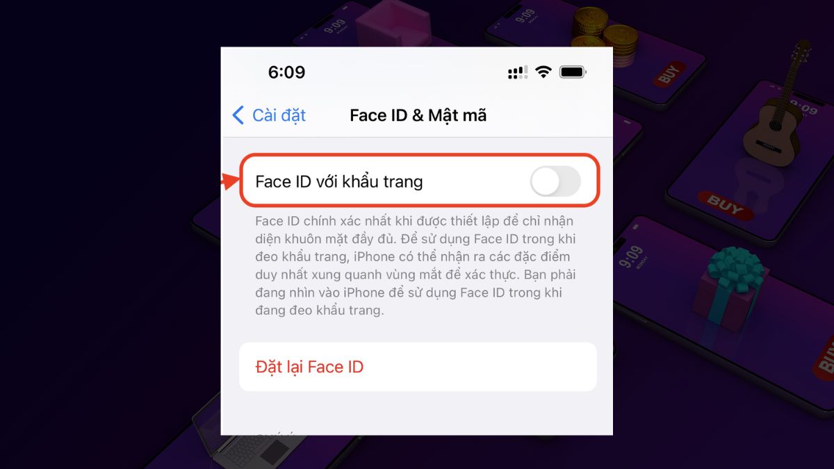 Cách thiết lập Face ID trên iPhone khi đeo khẩu trang bước 2