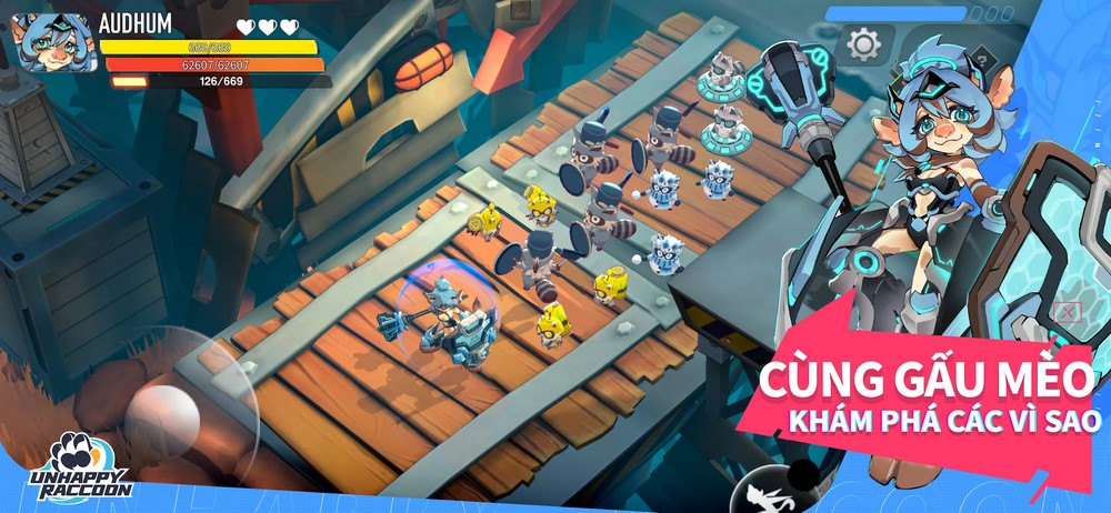Top game hành động góc nhìn trên cao hay nhất trên mobile: Unhappy Reccoon gameplay