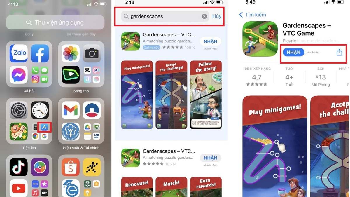 Cách tải game Gardenscapes trên điện thoại iOS đơn giản