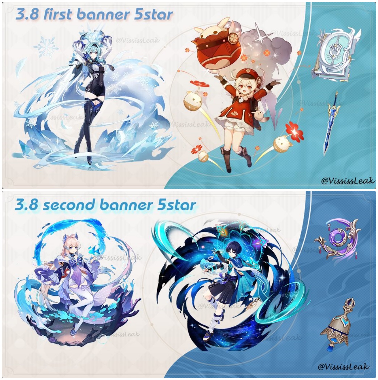 Genshin Impact: Skin cực đẹp của Klee, Kaeya và các banner của patch 3.8