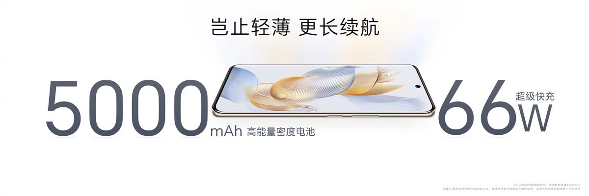 Honor 90 sở hữu dung lượng pin 5000mAh hỗ trợ sạc nhanh 66W