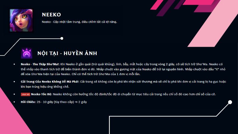 Cập nhật tầm trung “Thần Lừa” Neeko - Nội tại