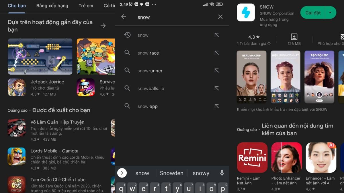 Cách tải SNOW trên điện thoại Android