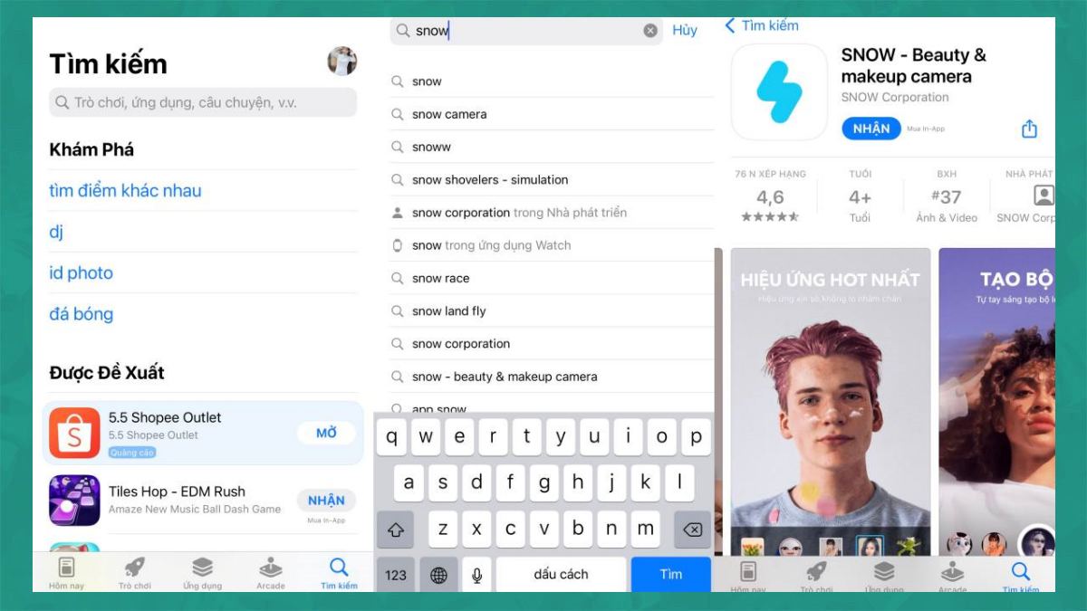 Cách tải SNOW trên điện thoại iOS