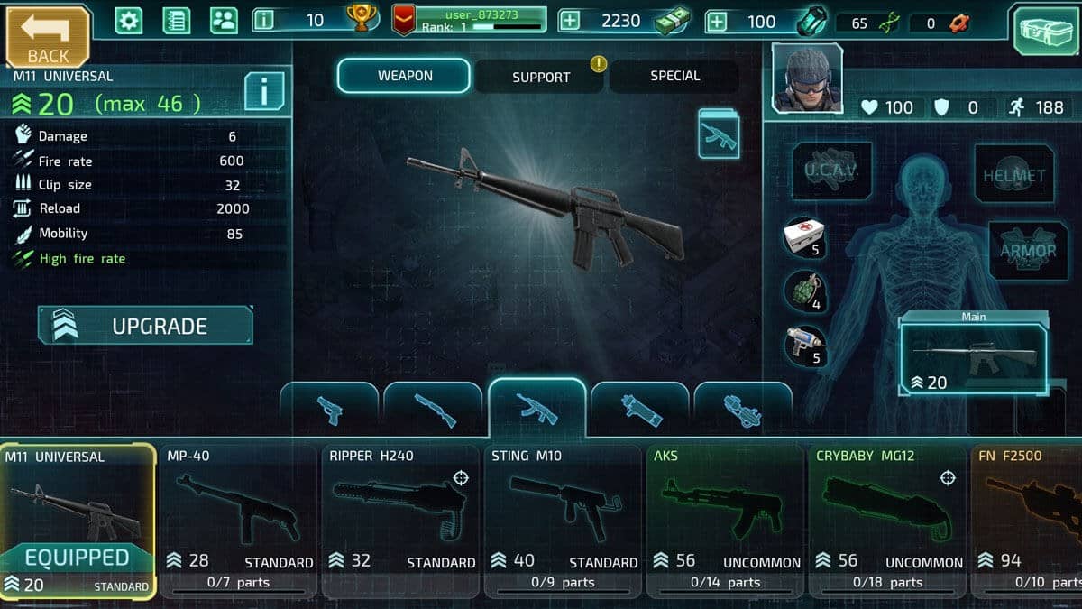 Nâng cấp nhân vật trong Alien Shooter