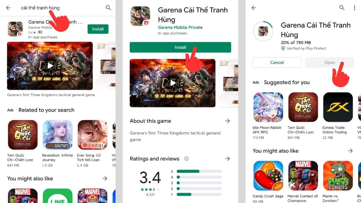 Cách tải Garena Cái Thế Tranh Hùng trên Android