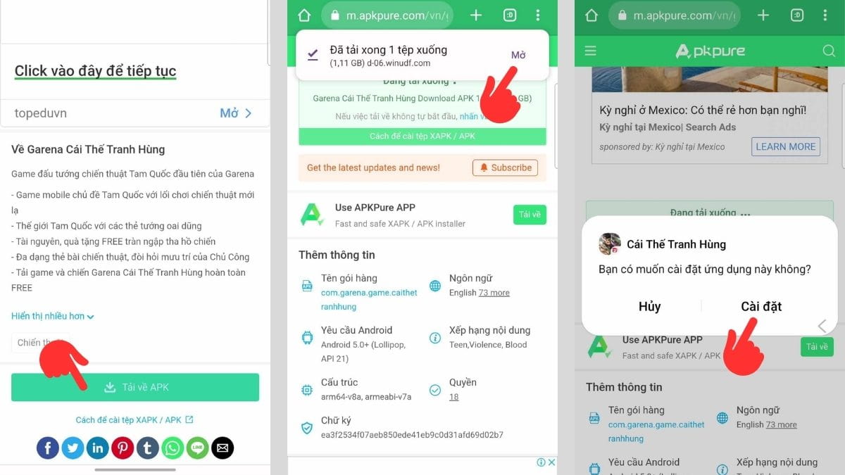 Cách tải Garena Cái Thế Tranh Hùng APK