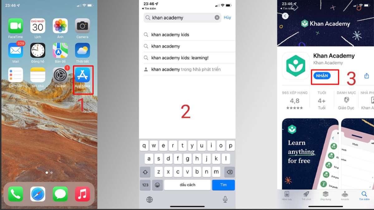 Cách tải Khan Academy trên điện thoại IOS