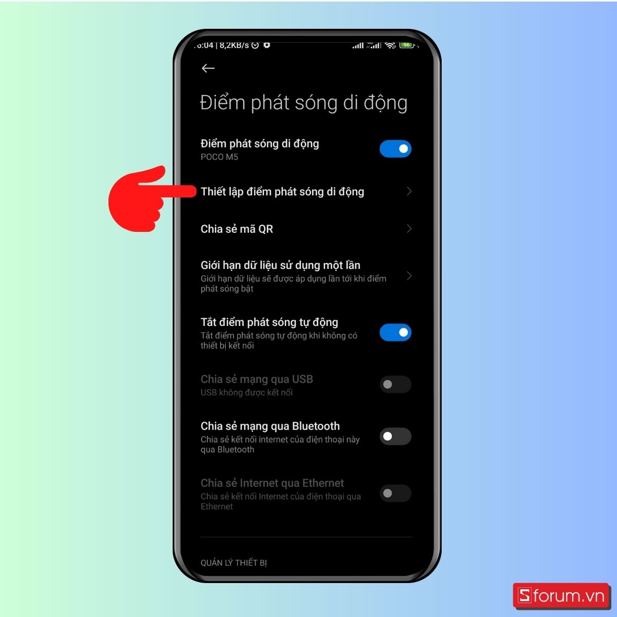 Lựa chọn băng tần tăng tốc độ mạng khi phát WiFi - Bước 1