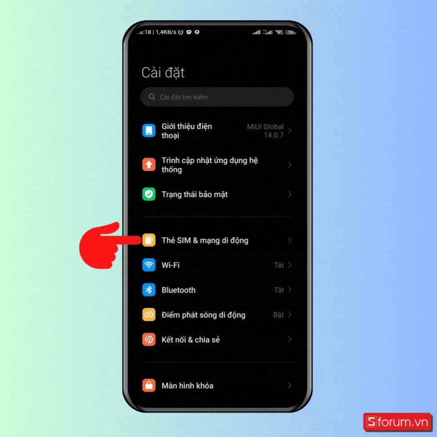 Lựa chọn loại mạng ưu tiên cao nhất - Bước 1