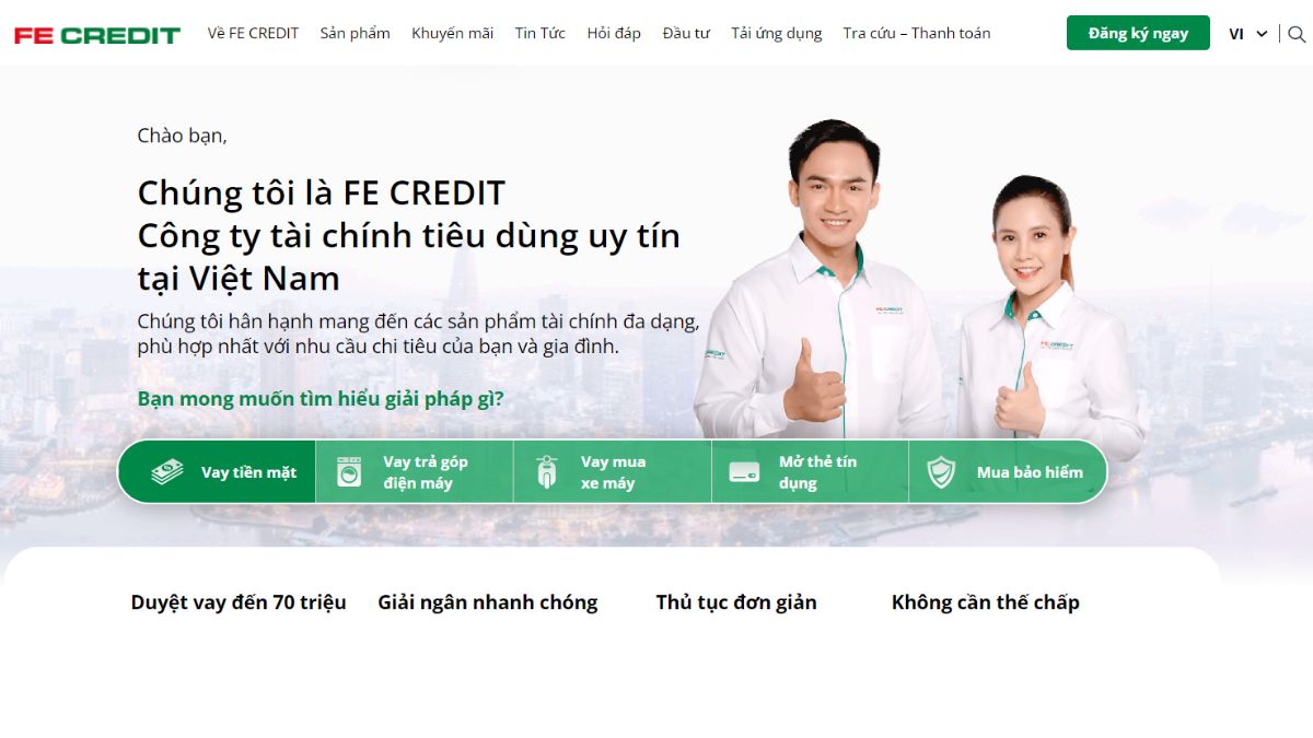 kênh khác liên hệ với FE Credit là trang website FE Credit