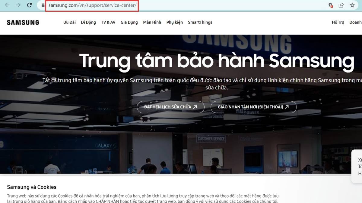 Hướng dẫn tìm trung tâm bảo hành của Samsung bước 1